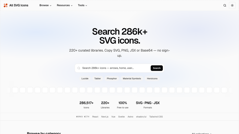 Screenshot of All SVG Icons