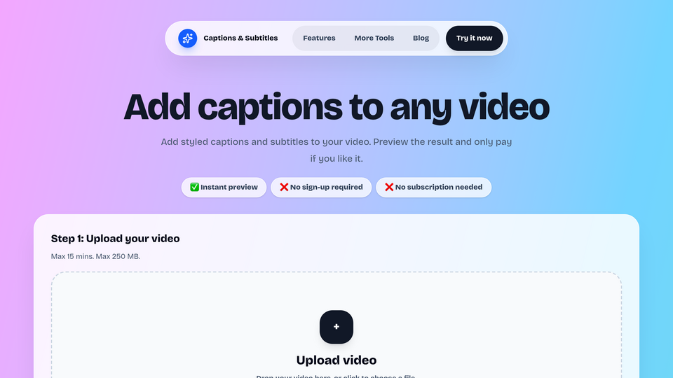 Screenshot of AI Captions