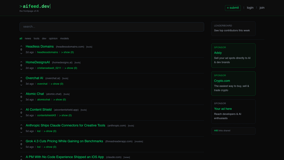 Screenshot of aifeed