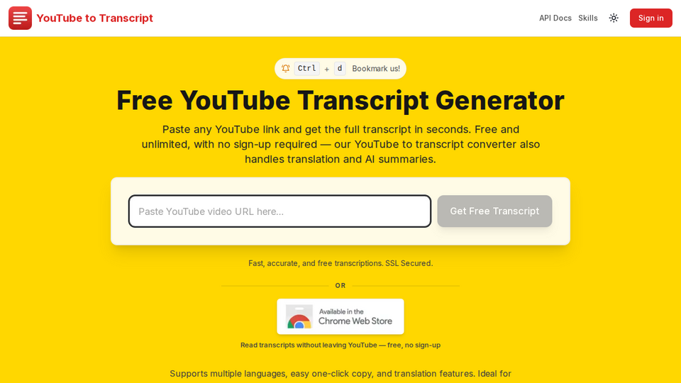 Screenshot of GetYouTubeTranscript