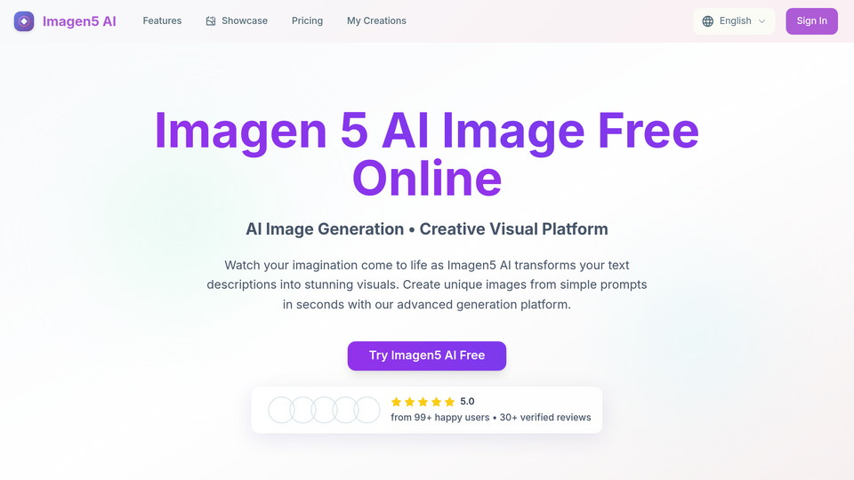 Screenshot of imagen5 ai