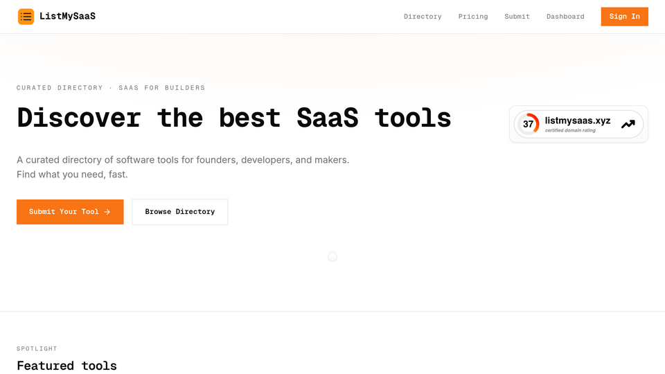 Screenshot of List My Saas