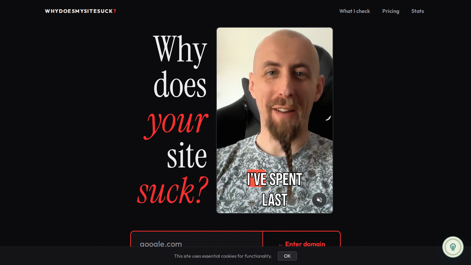 Screenshot of WhyDoesMySiteSuck