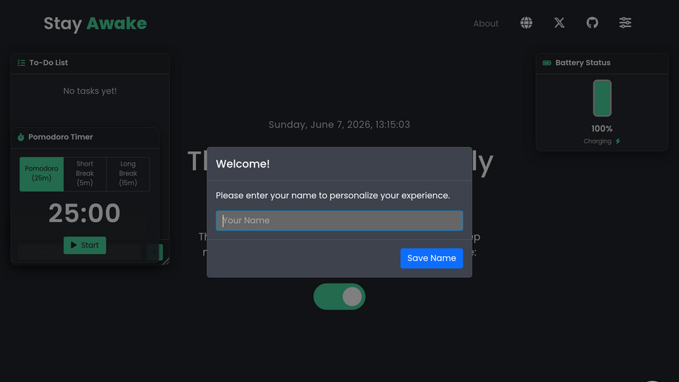 Screenshot of Stay Awake