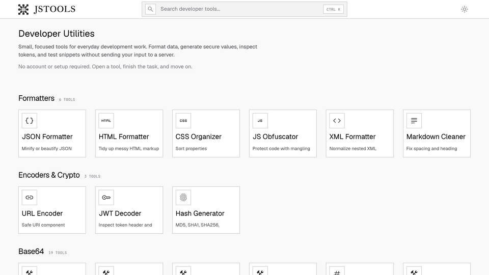 Screenshot of JavaScript Tools