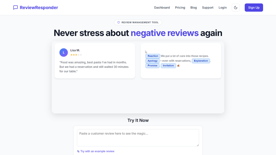 Screenshot of ReviewResponder