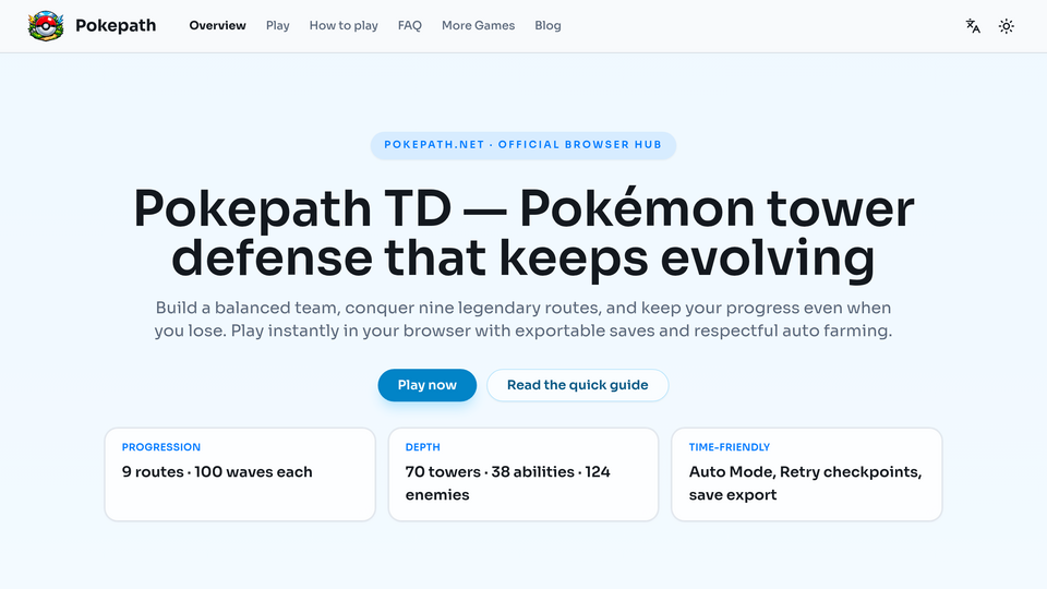 Screenshot of Play PokePath TD Online
