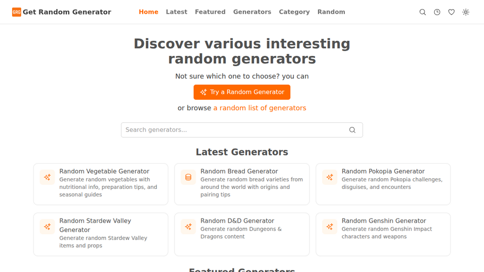 Screenshot of Get Random Generator