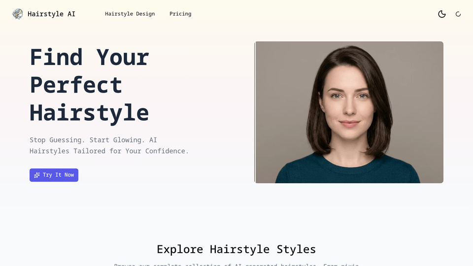 Screenshot of Ai hairstyle gen