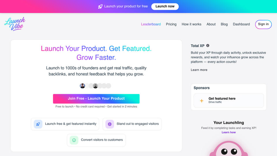Screenshot of LaunchVibe
