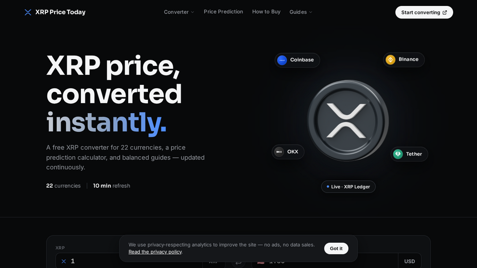 Screenshot of XRP Price Today