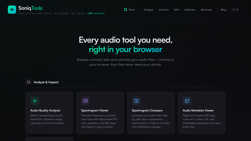 Screenshot of Soniqtools