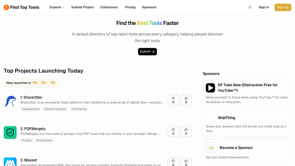 Screenshot of Find Top Tools