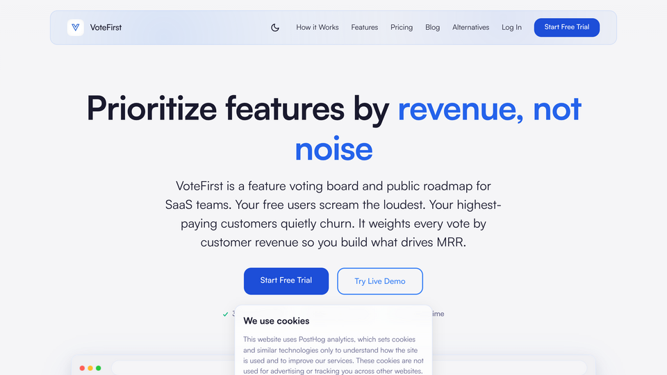 Screenshot of VoteFirst