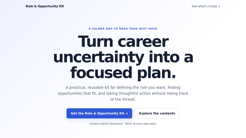 Screenshot of Role & Opportunity Kit
