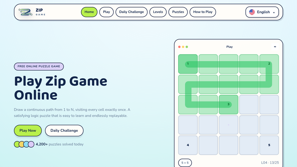 Screenshot of Zip Game Online