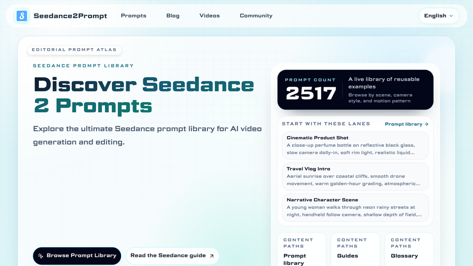 Screenshot of Seedance Prompt
