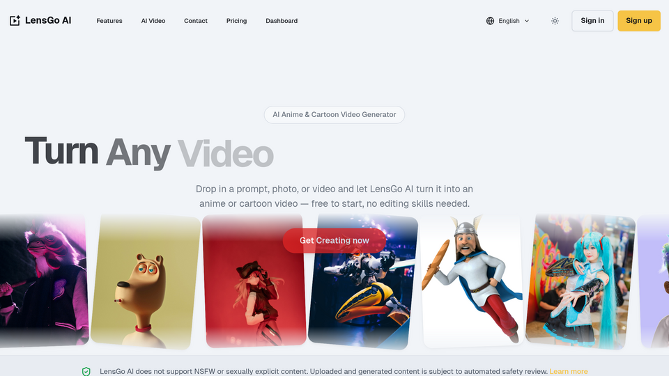 Screenshot of LensGo AI