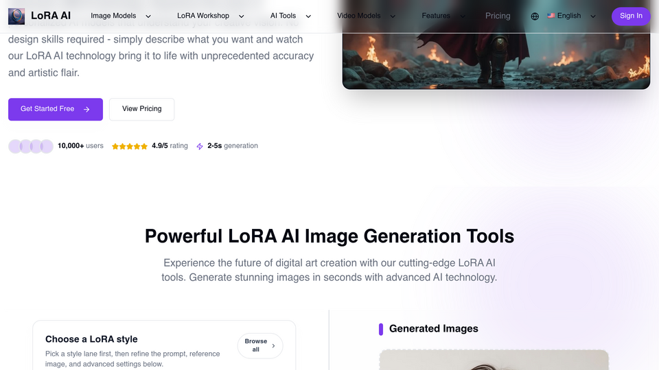 Screenshot of loraai.me