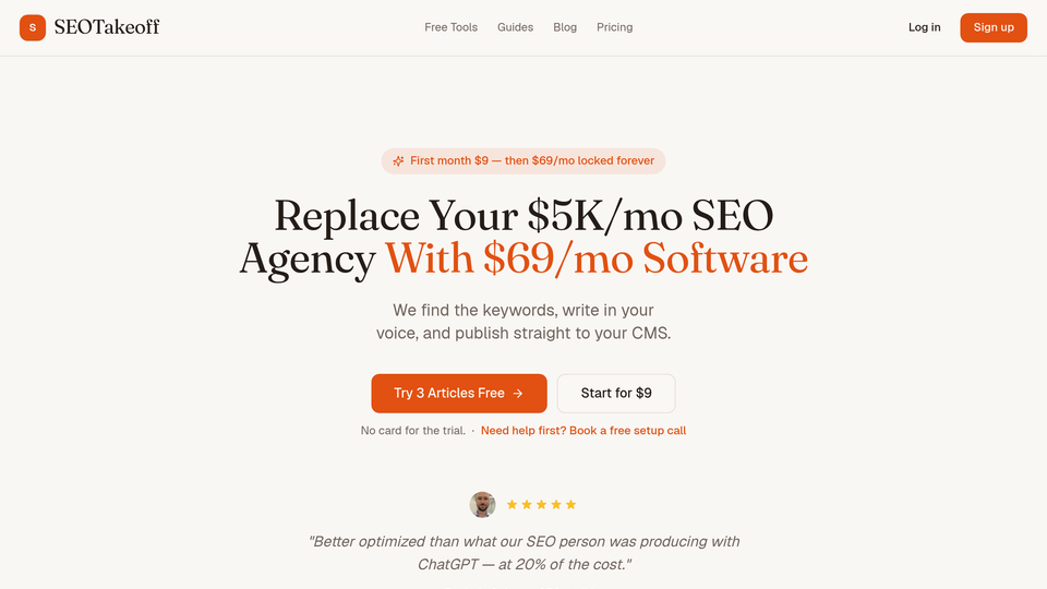 Screenshot of SEOTakeoff