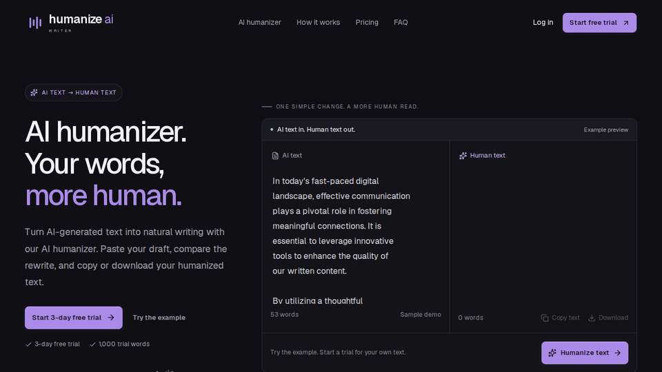 Screenshot of Humanize AI Writer