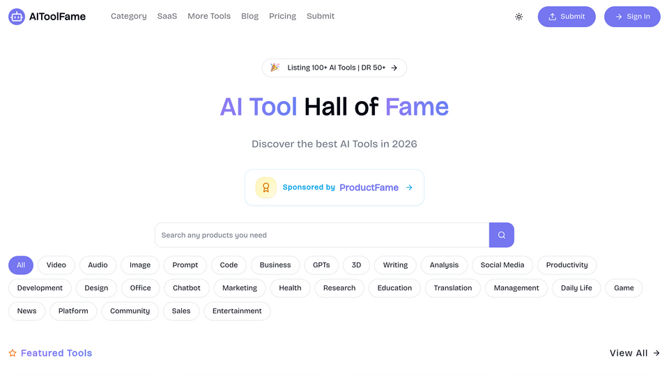 Screenshot of AIToolFame