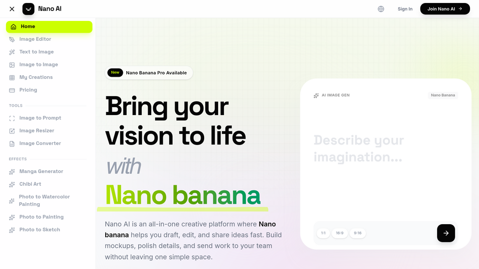 Screenshot of Nano AI