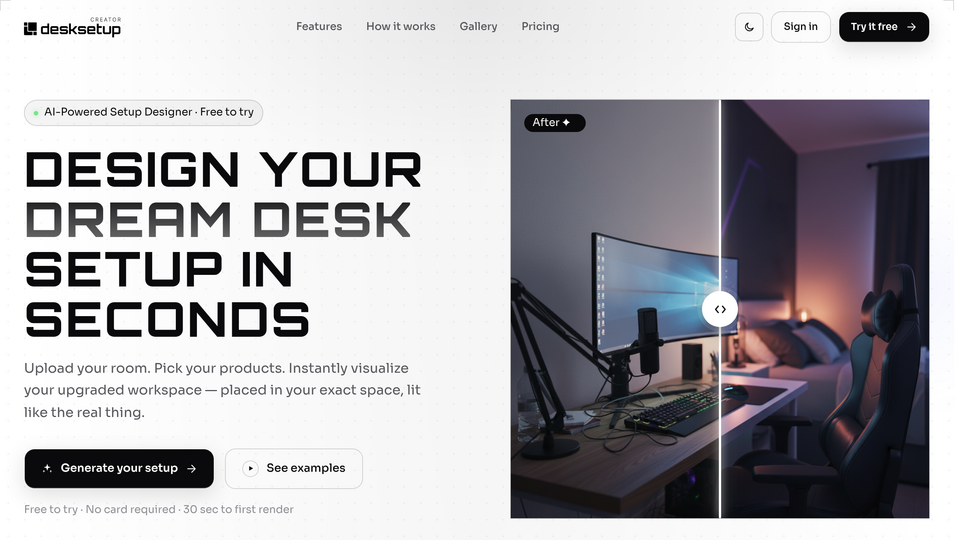Screenshot of Desk Setup Creator
