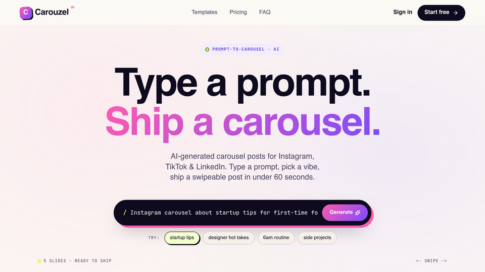 Screenshot of Carouzel AI