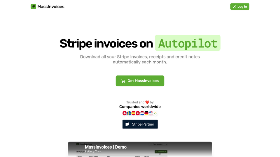 Screenshot of MassInvoices