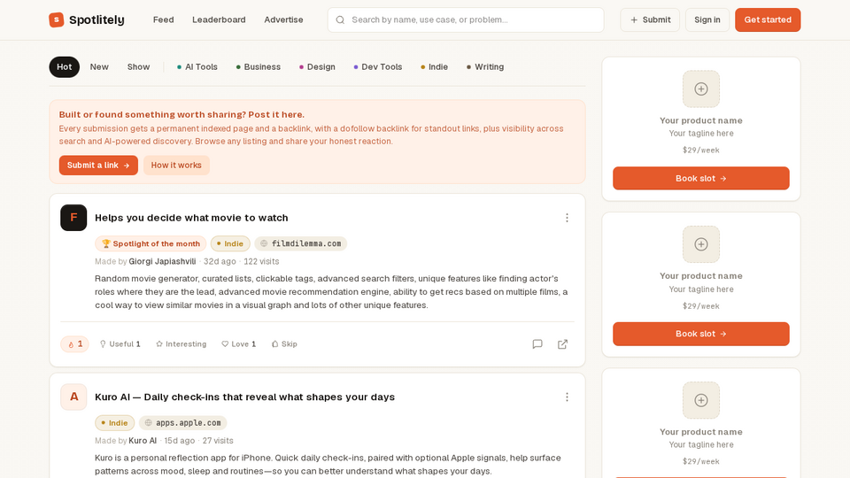 Screenshot of Spotlitely