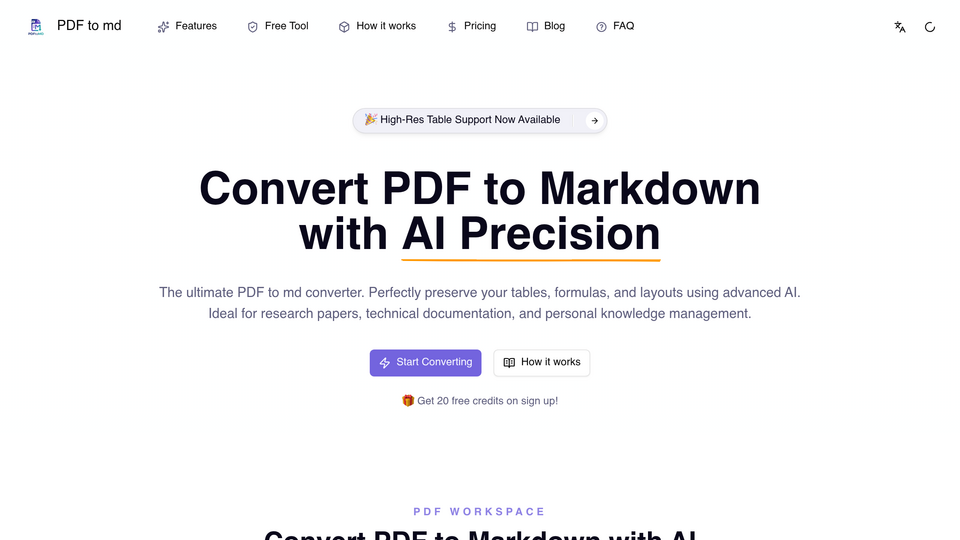 Screenshot of PDF to MD