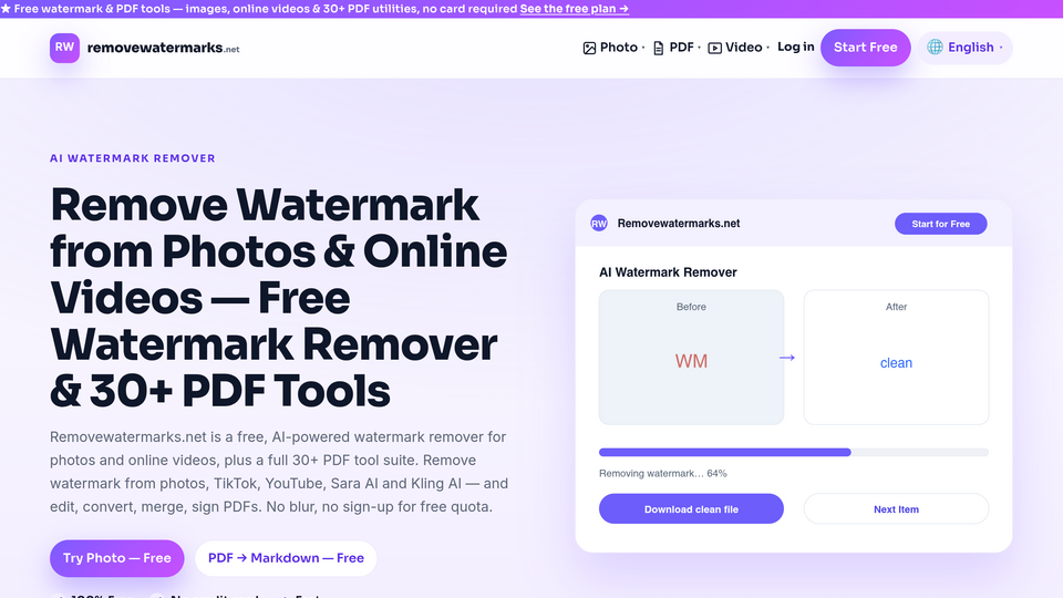 Screenshot of Free Remove Watermarks