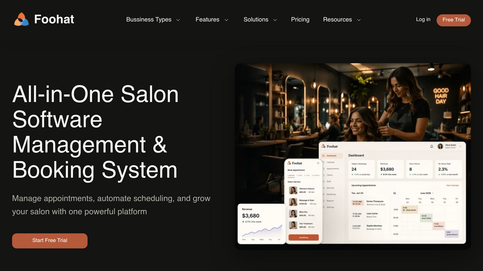 Screenshot of Foohat - Salon Software