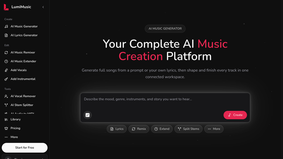 Screenshot of LumiMusic