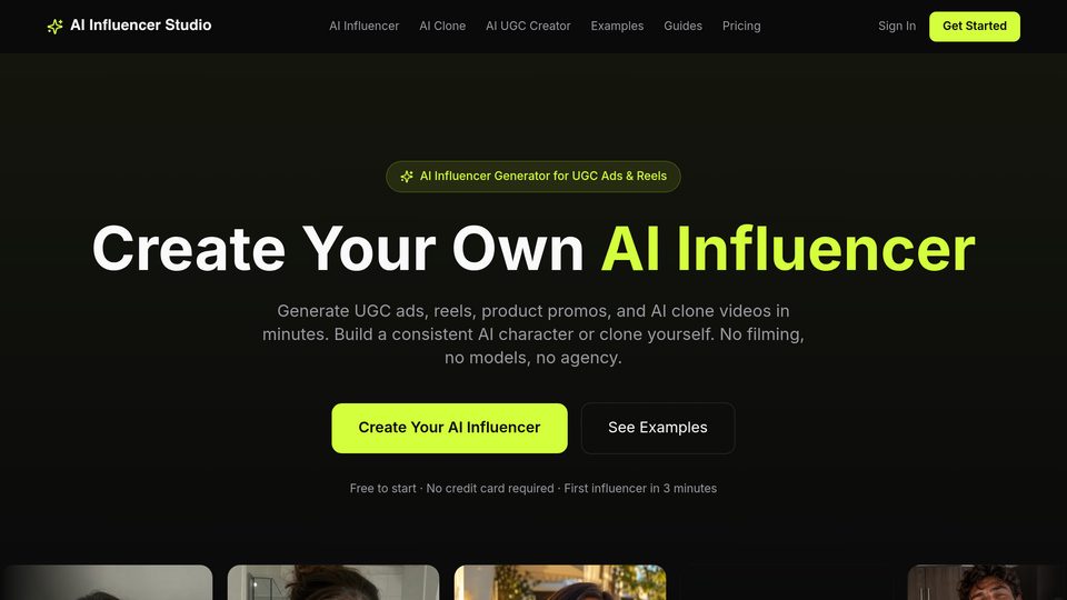 Screenshot of AI Influencer Studio