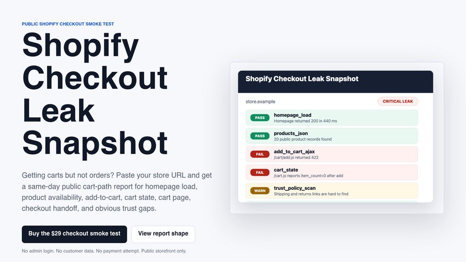 Screenshot of Checkout Leak Snapshot
