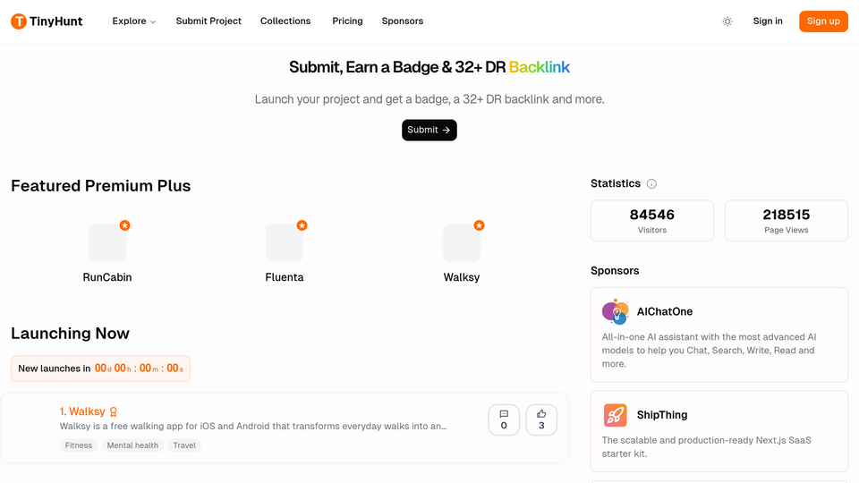 Screenshot of TinyHunt