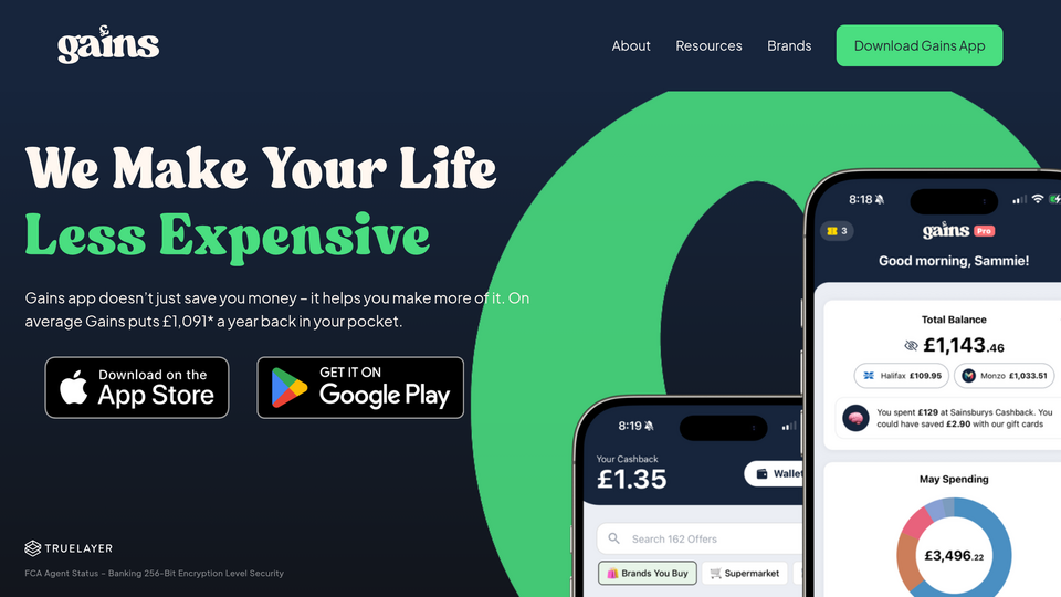 Screenshot of Gains App