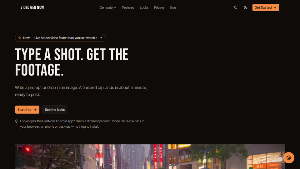Screenshot of Video Gen Now