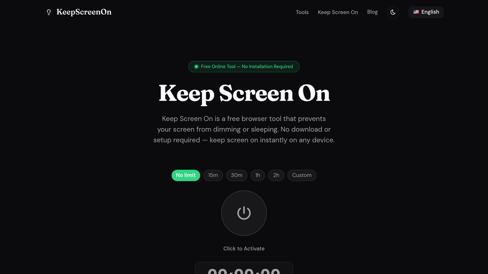 Screenshot of Keep Screen On