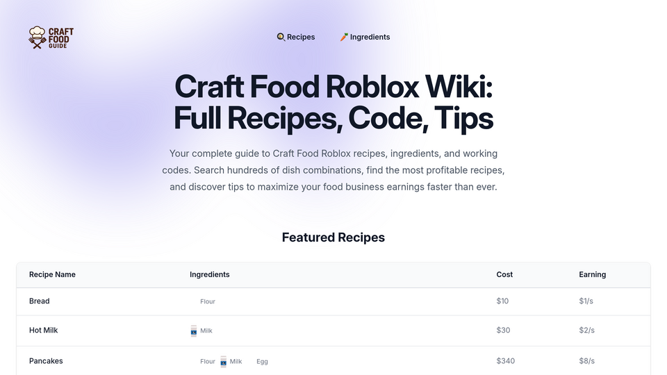 Screenshot of Craft Food Recipes
