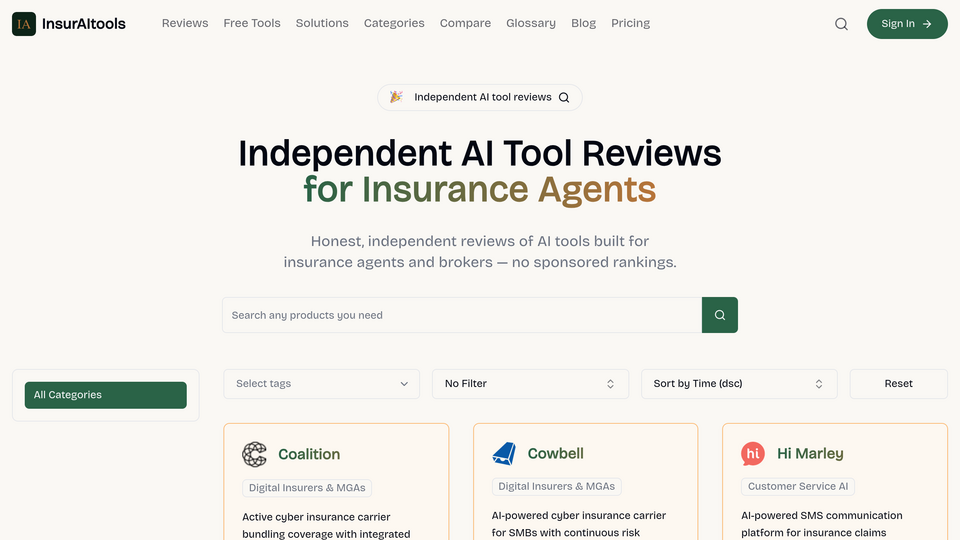 Screenshot of InsurAItools