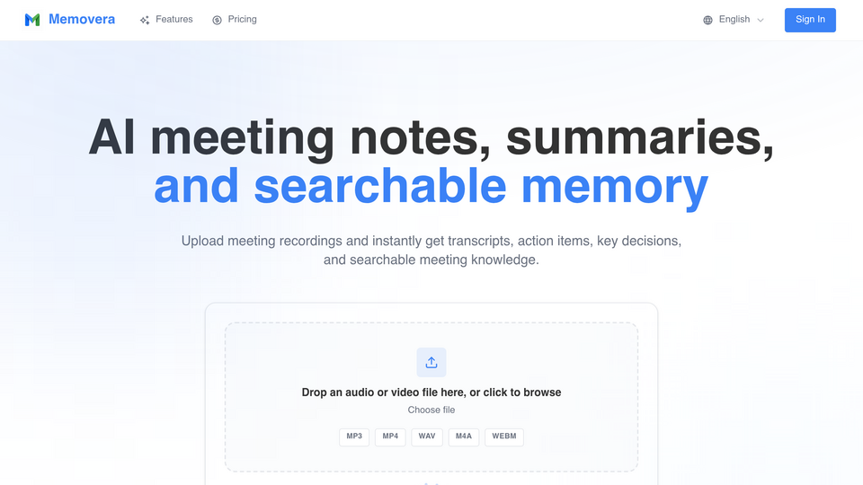 Screenshot of Memovera