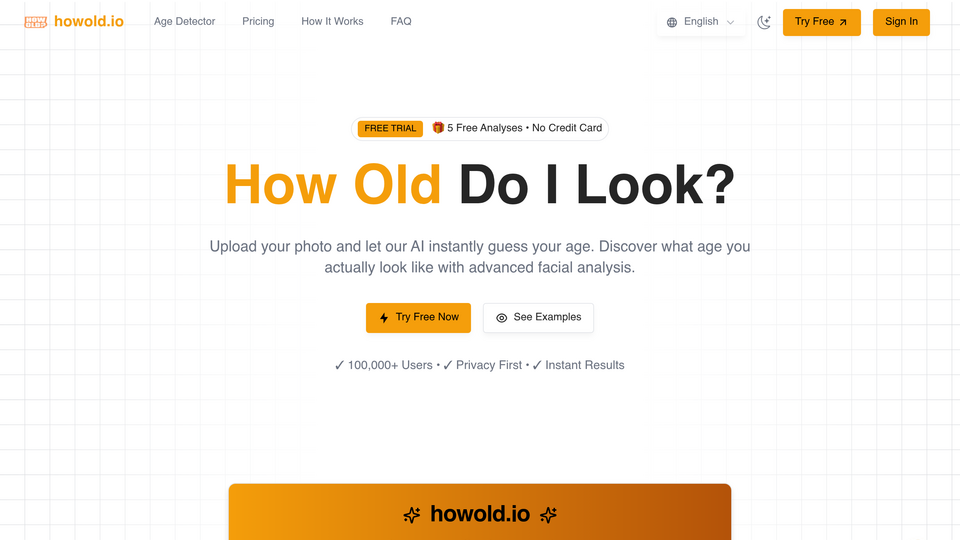 Screenshot of free AI age detector