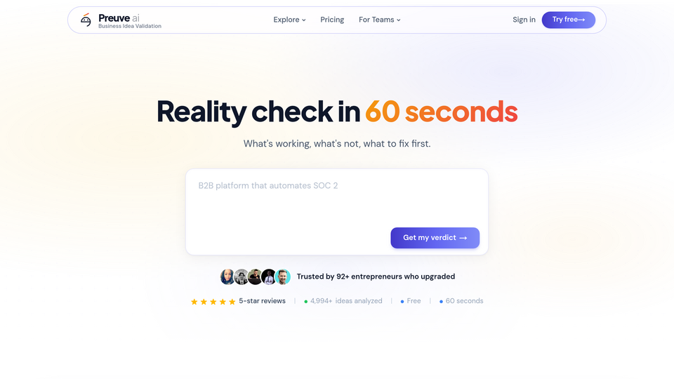 Screenshot of Preuve AI