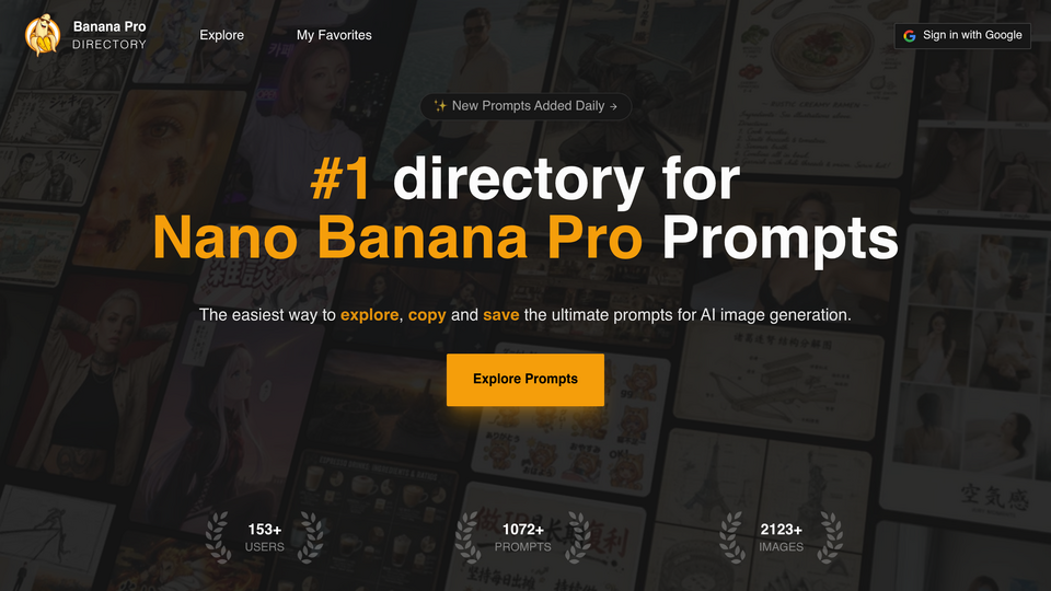 Screenshot of NanoBanana Pro Directory
