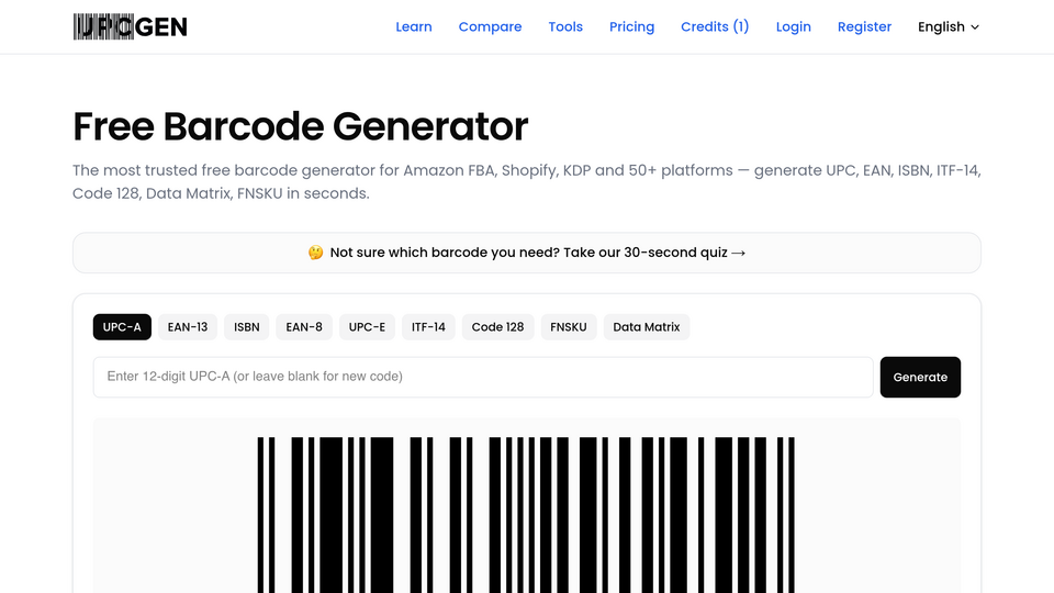Screenshot of UPCgen