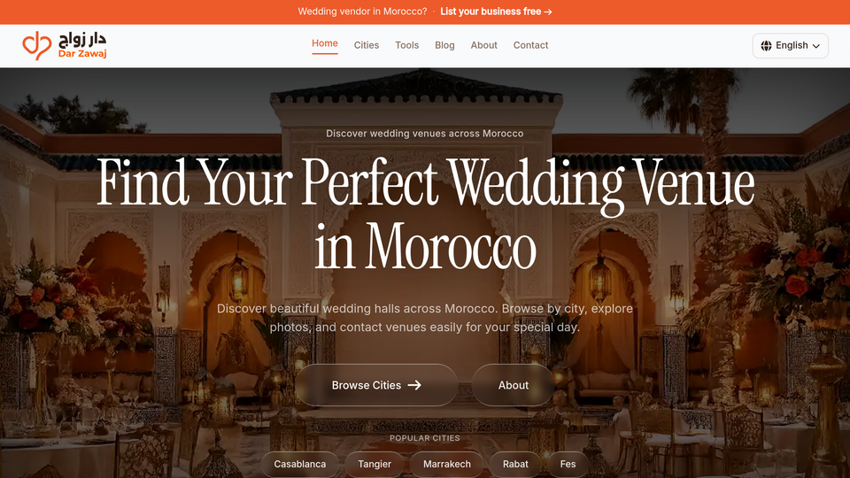 Screenshot of Find the perfect wedding