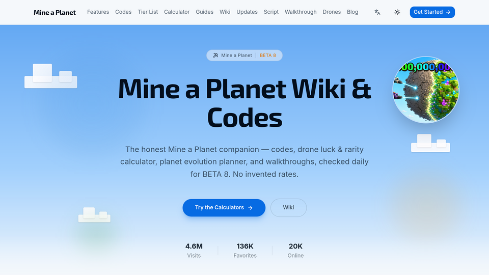 Screenshot of Mine A Planet Wiki
